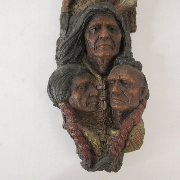 Vtg 1998 Native American Indian Resin Totem Signed Nan Yang 17” X 6” - Picture 5 of 9